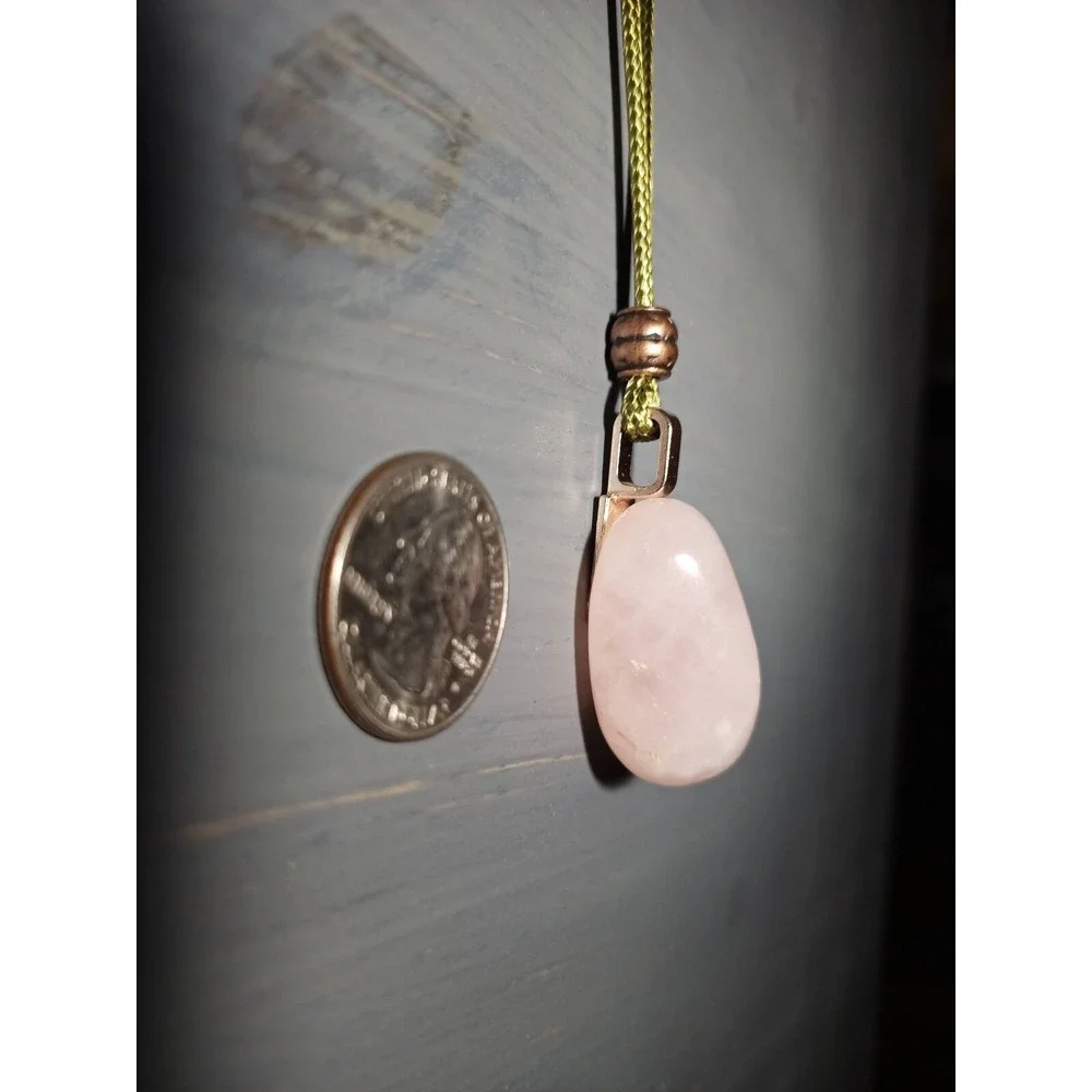 Rose Quartz Crystal Pendant Necklace Waxed Cord Break Away Closure Boho Pink